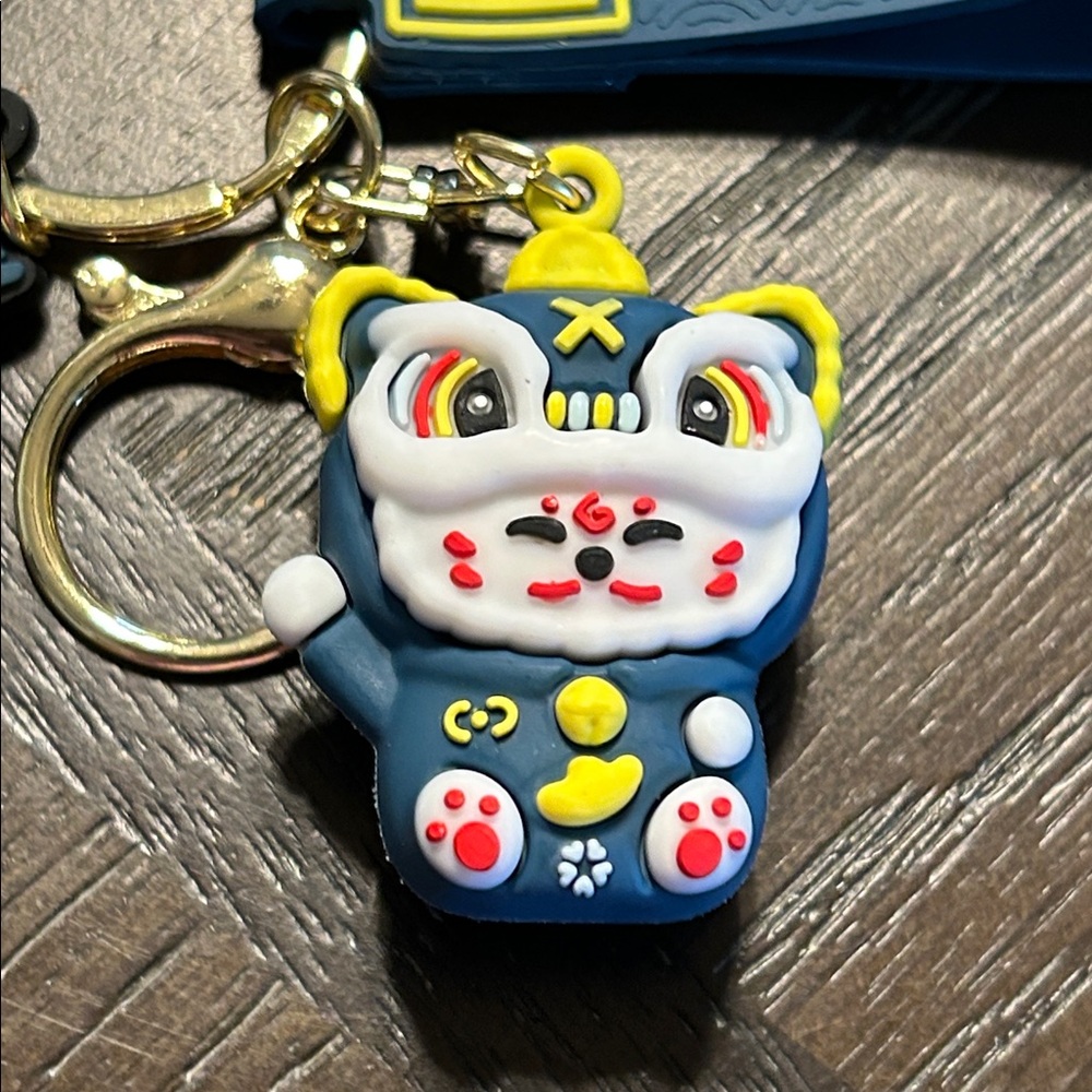 Blue and Yellow Lion Dance Keychain